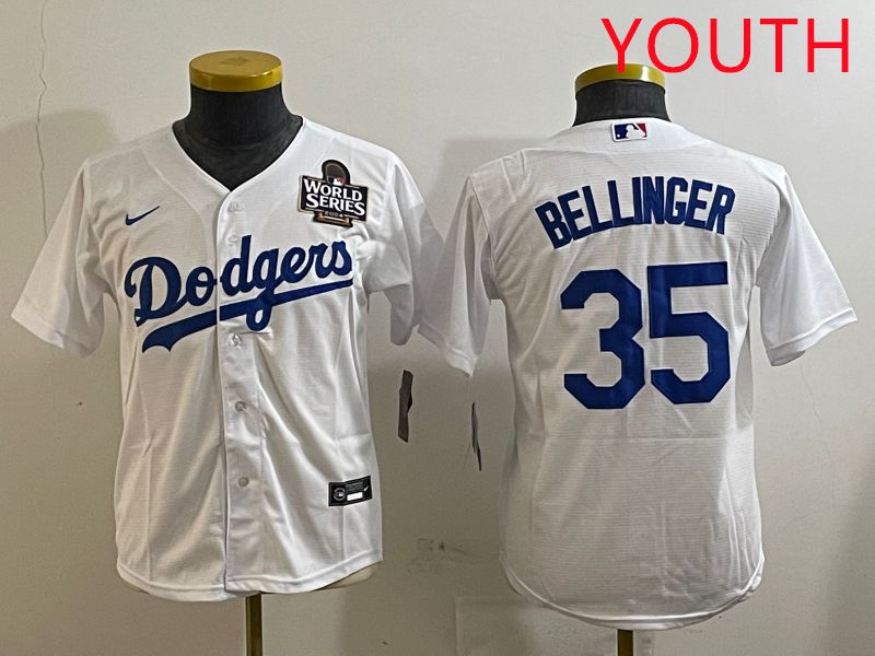 Youth Los Angeles Dodgers 35 Bellinger White Game 2025 Nike MLB Jersey style 7